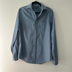 Lauren Ralph Lauren Blue & Green Striped Button-Front Shirt Size 15 (M)